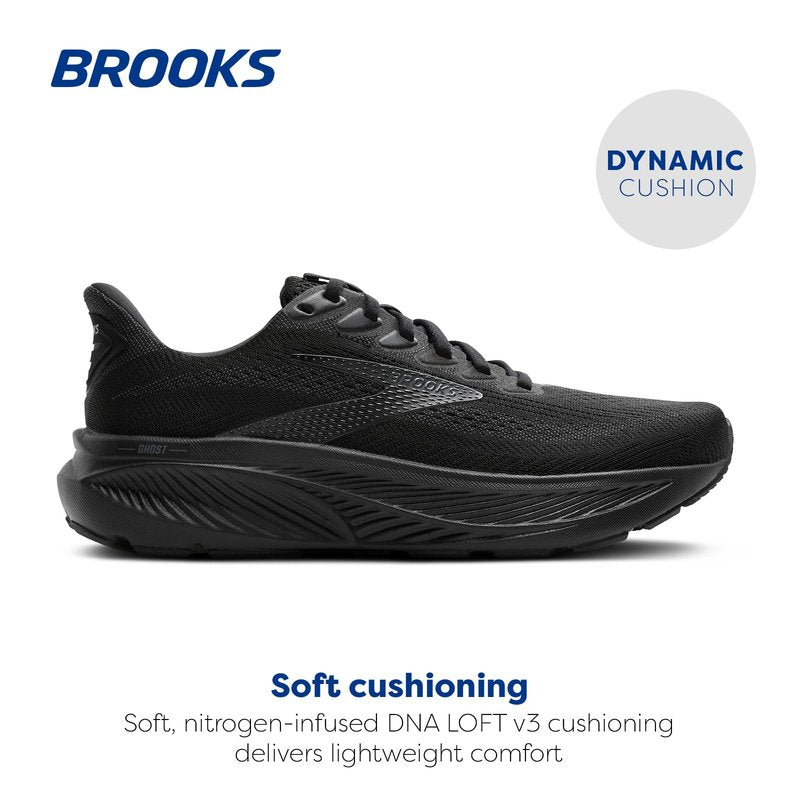 Brooks Men’s Ghost 17 Neutral Running Shoe - Black/Black/Ebony - 9.5 Wide