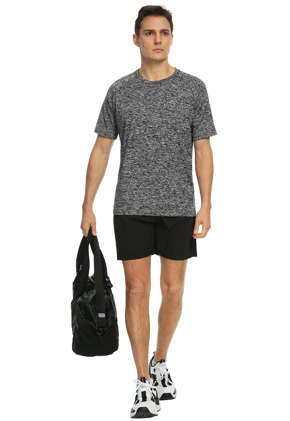 Xelky 4-5 Pack Men's Dry Fit T Shirt Moisture Wicking Athletic Tees Exercise Fitness Activewear Short Sleeves Gym Workout Tops Black/Darkgray/LightGray/LightBlue/Green XL