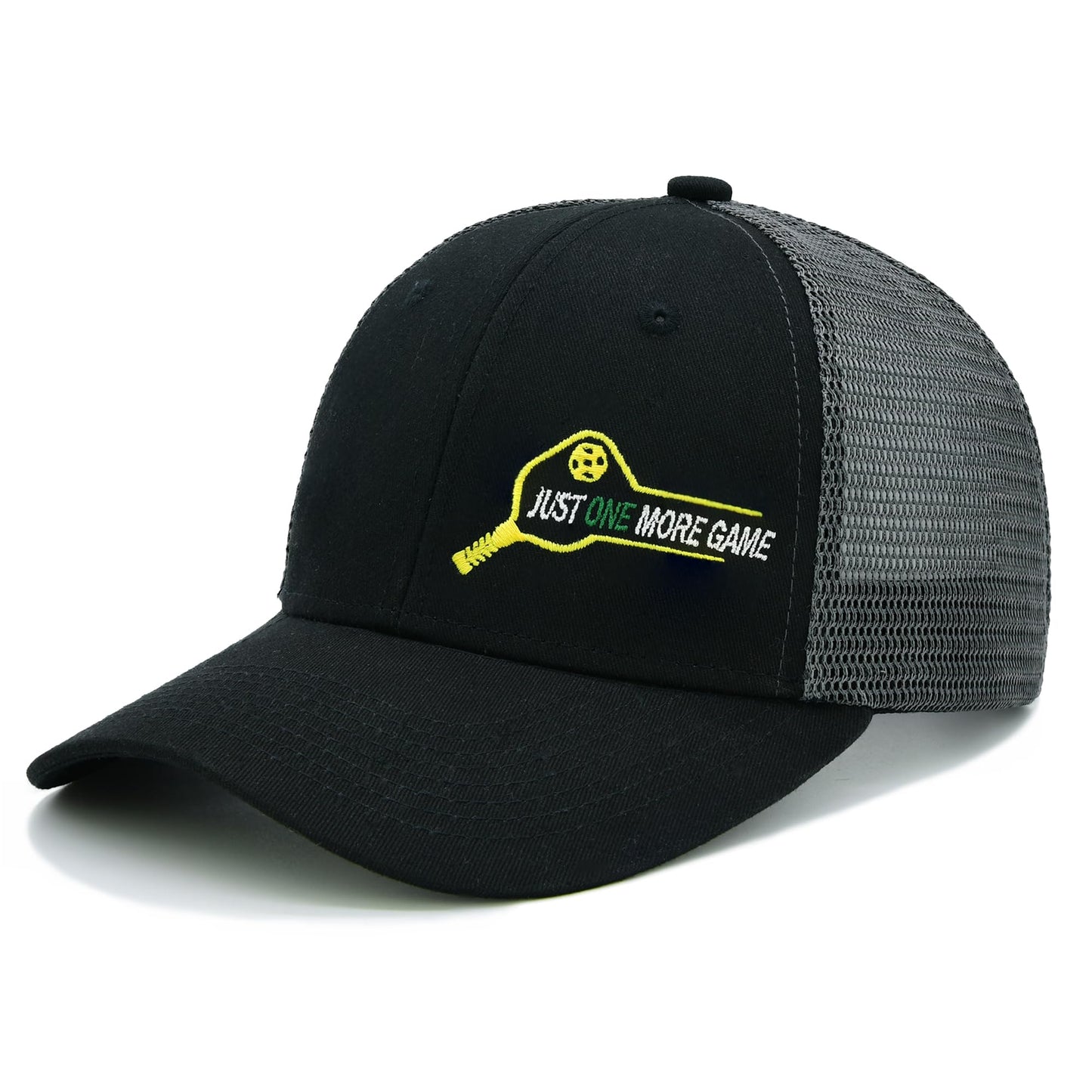MINYJHZ Pickleball Hat, Embroidered Snapback Trucker Baseball Cap, Pickleball Gifts for Women Men Black
