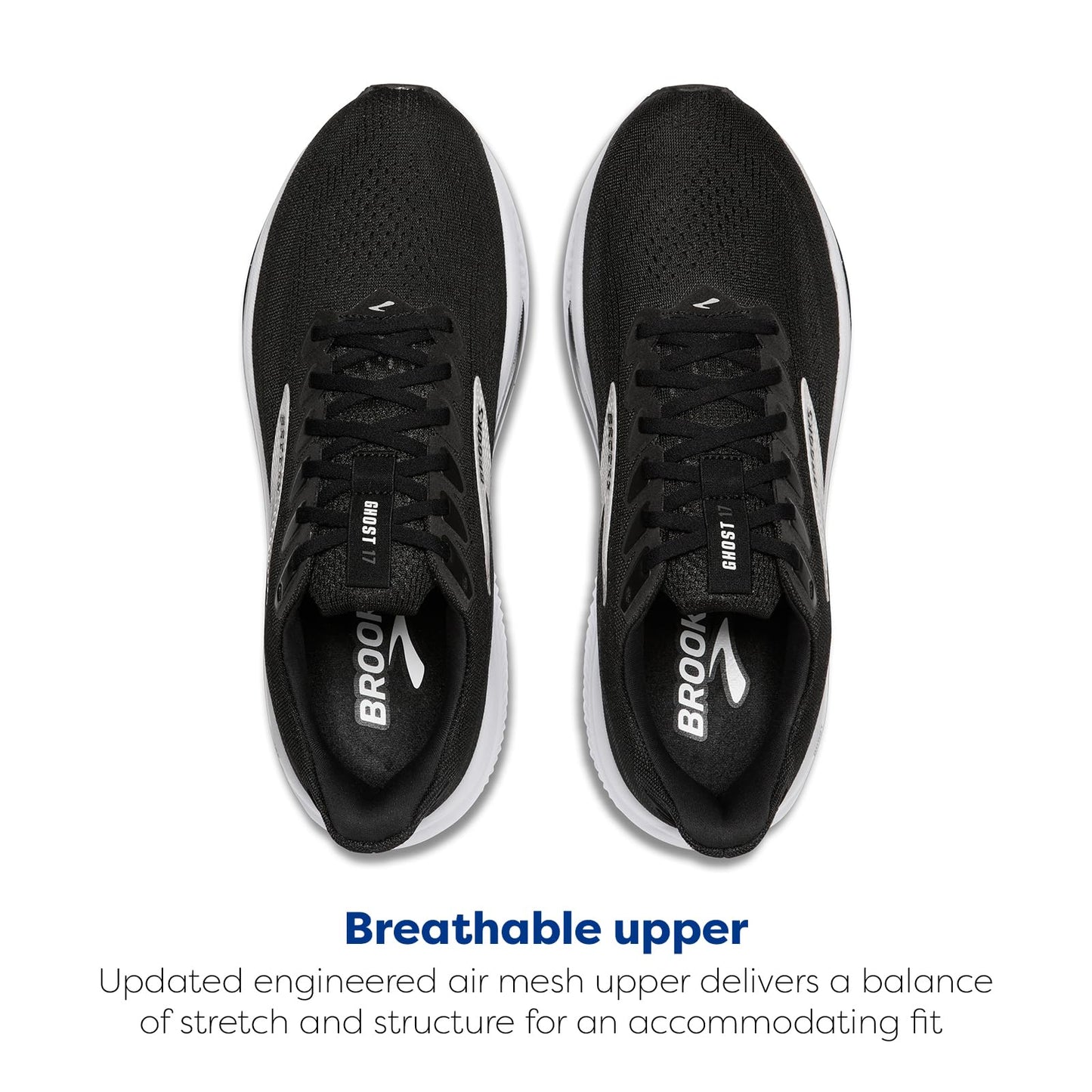 Brooks Women’s Ghost 17 Neutral Running Shoe - Black/Grey/White - 6 Wide