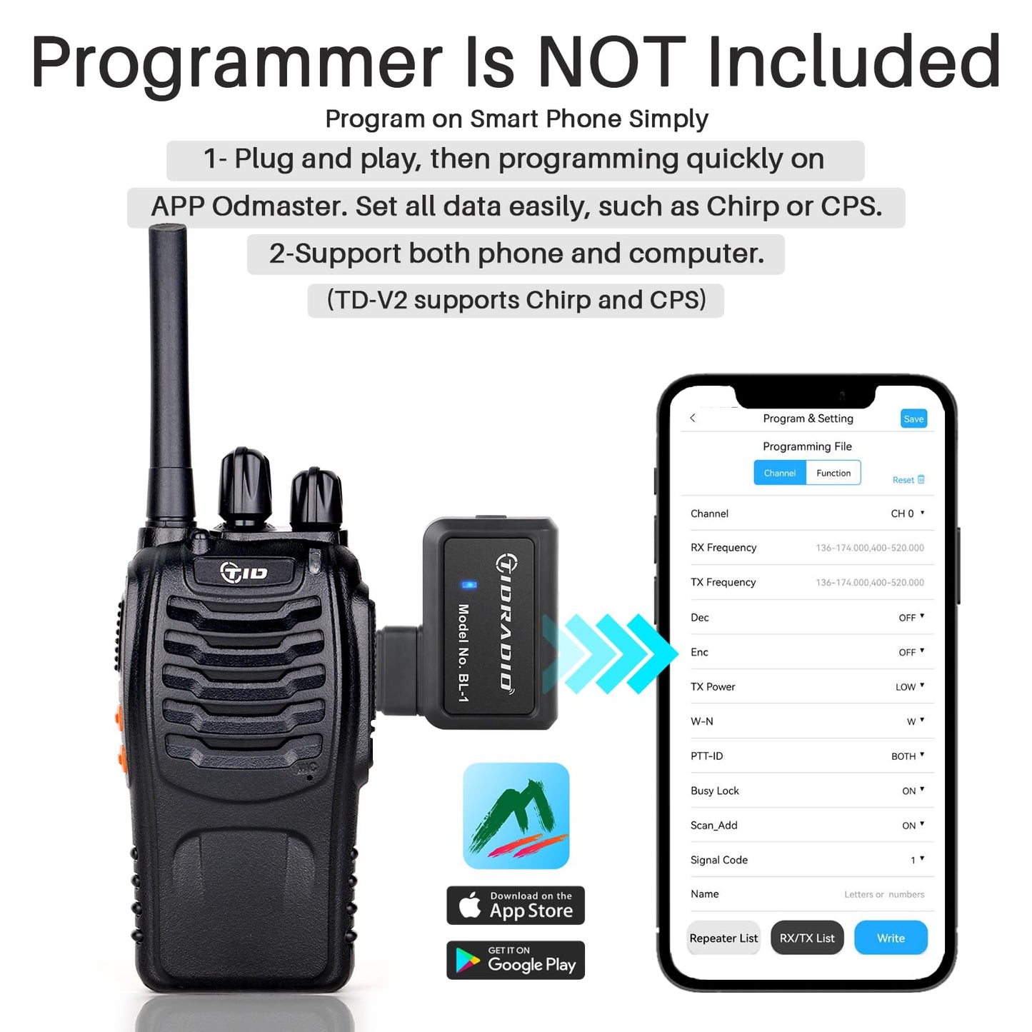 TIDRADIO TD-V2 Walkie Talkies for Adults Long Range, Rechargeable Two Way Radio Earpiece with MIC,16 Channels Handheld Walkie-Walkie(2 Pack, Black)