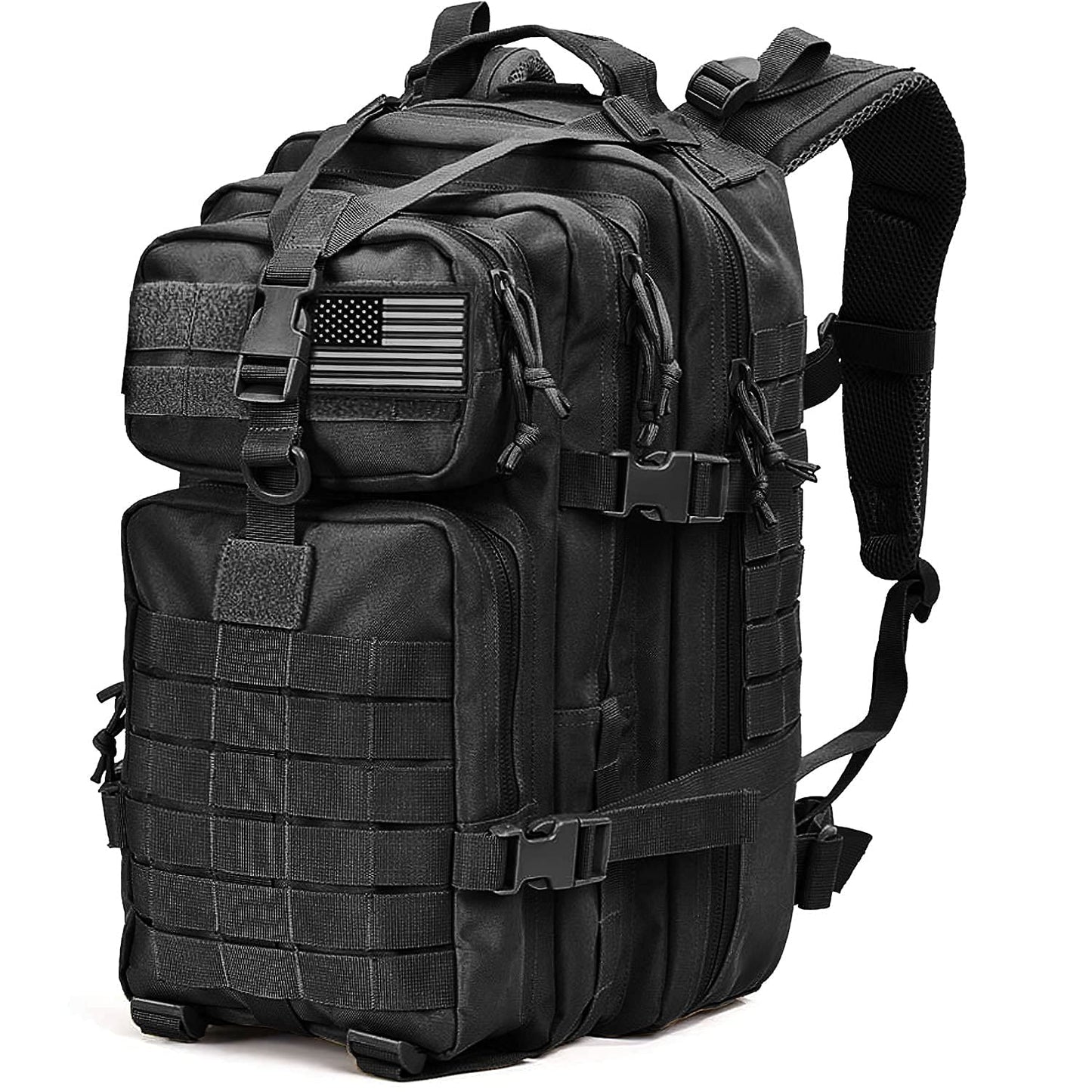 Tru Salute 45L Military Black Tactical Backpack Large Army 3 Day Assault Pack Molle Bugout Bag Rucksack Backpack Military Black