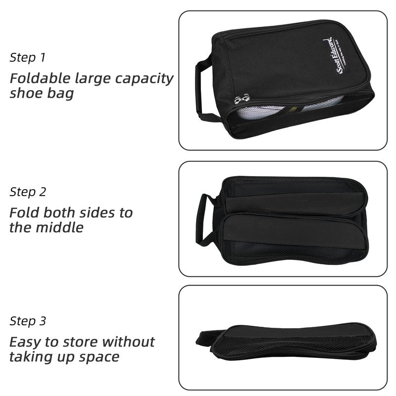 Scott Edward Portable Golf Shoe Bag Outdoor Travel Zippered Waterproof&Breathable Carrier Bags for Men and Women