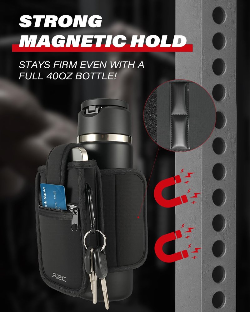A2C Magnetic Water Bottle Sleeve Bag for Gym - Secure Magnetic Gym Bag Attach to Any Metal Surfaces - Fits 18-40oz Bottles - Versatile Gym Accessories for Men and Women