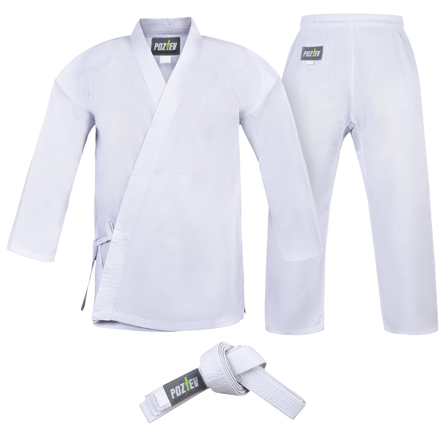 POZTEV Karate Uniform for Kids & Adults Lightweight Student Gi Pants and Jackets for Martial Arts Taekwondo Uniform With Free Belt (0)