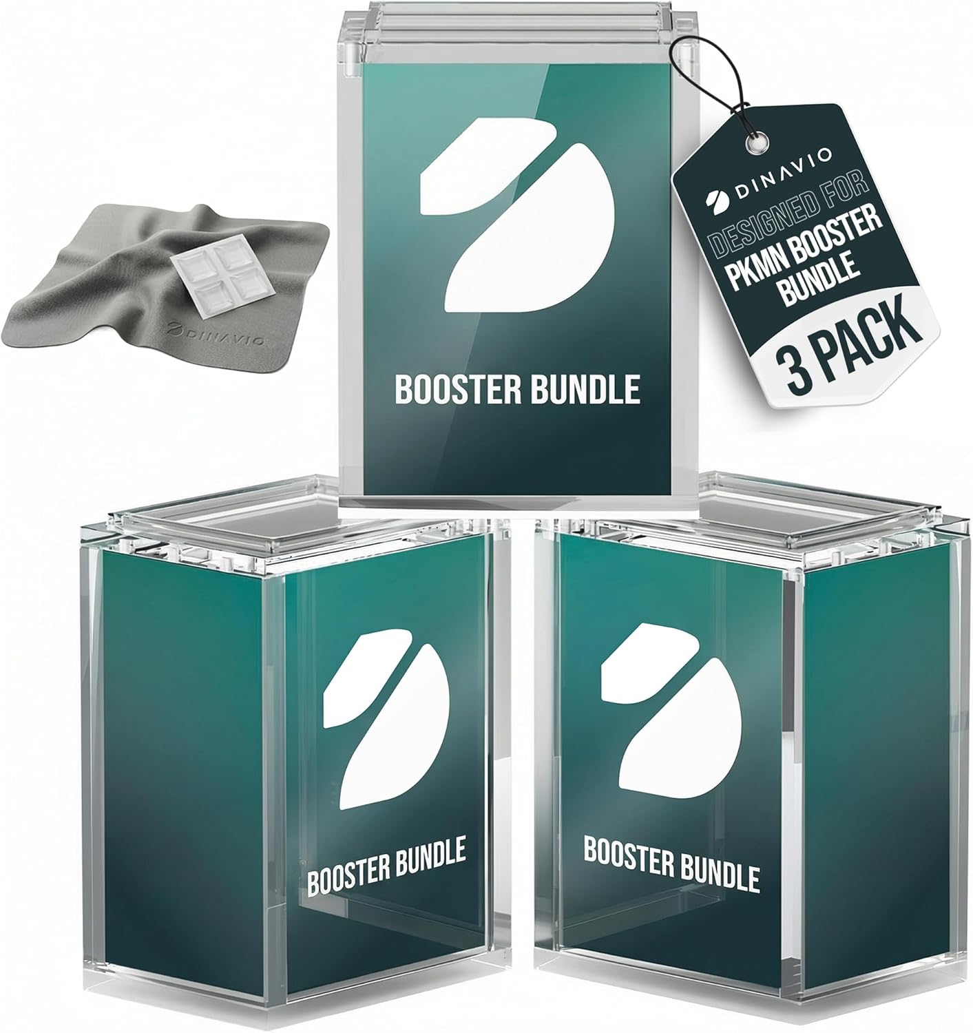 Dinavio Crafthouse | PKMN Booster Bundle Acrylic Case - Stackable Grooves, N52 Magnets, Fits Phantasmal Flames (3 Pack)
