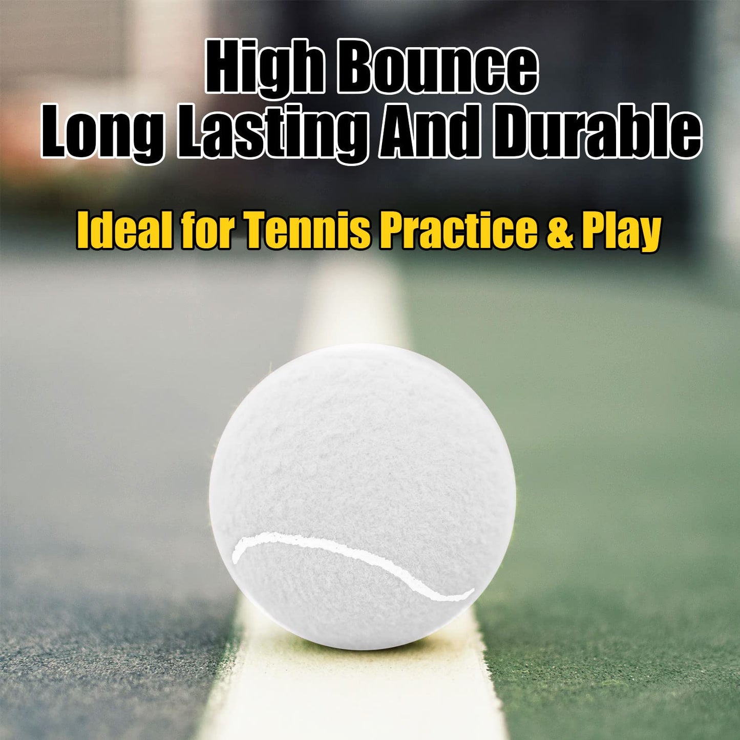 GKK Tennis Balls, 12 Pack Pressurized High Bounce Yellow Felt Training Balls, Durable Wear-Resistant for Practice, Tutors, Beginners, Dogs - Includes Reusable PVC Bag