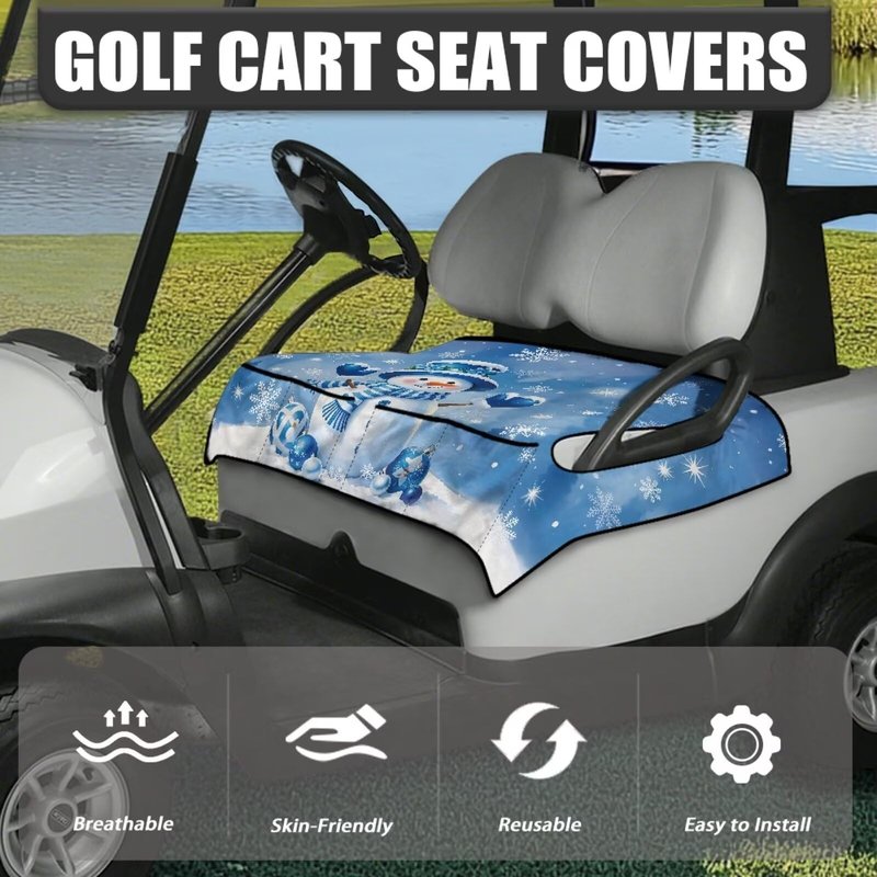 Bulopur Golf Cart Towel Seat Covers Terry Cloth Cute Christams Snowman Washable Easy Install Golf Cart Seat Covers Kit for EZGO TXT RXV/Club Car DS Precedent