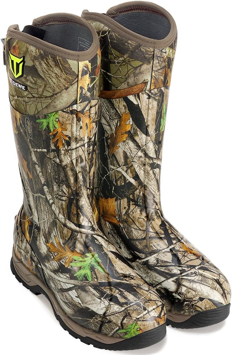TIDEWE Waterproof Insulated Rubber Hunting Boots - 7mm Neoprene, Men’s Sizes 6-14 | Next Camo G2 Design