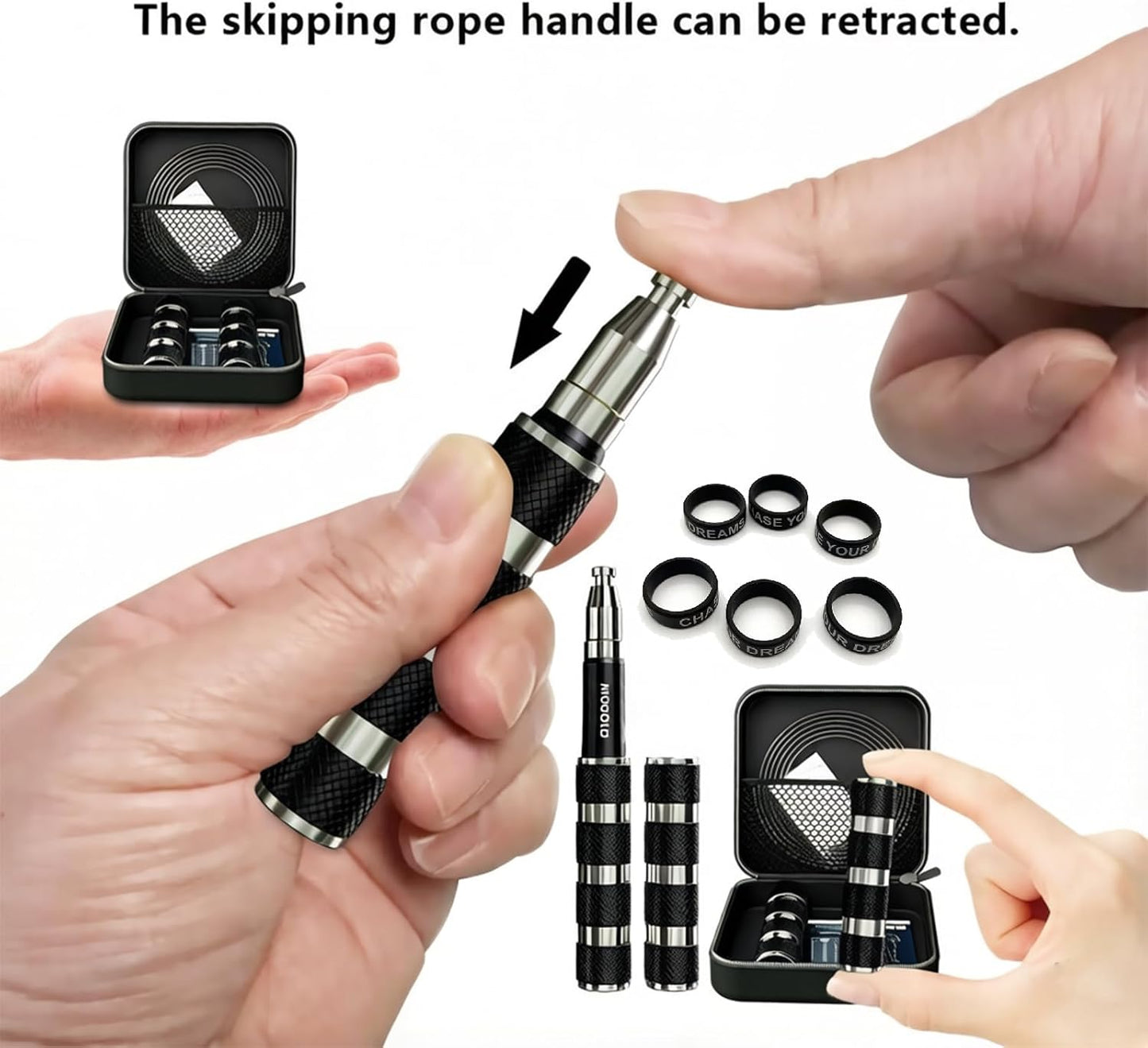 Retractable Jump Rope - Adjustable No-Tool Design | Tangle-Free Steel Cable for Travel & Gym Use