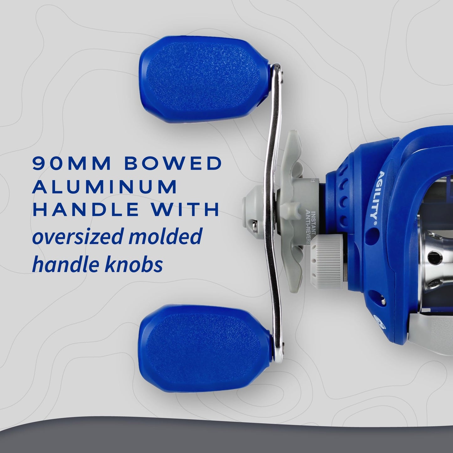 Shakespeare Agility Low Profile Fishing Reel, Left Handle Position, Multi-Disk Drag System, 90mm Handle with Large Knobs for Increased Torque