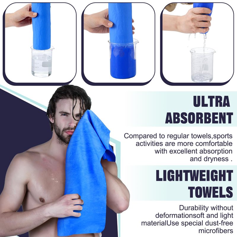 Tisancy 4 Pcs Swim Chamois Towel Shammy Sports Swimmers Towel for Diving Swimming Triathlons and Other Water Sports(26 x 17 Inch,Blue, Green, Dark Gray, Purple)