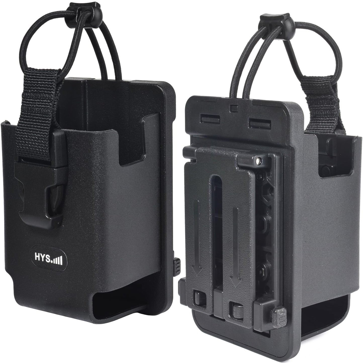 HYS Tactical Handheld Two Way Radio Holster - Portable Radio Case (TPU) with Belt Clip & MOLLE Attachment for Belt, Vest, or Pack, for Walkie-Talkie, Security, EMS, Law Enforcement Duty Gear