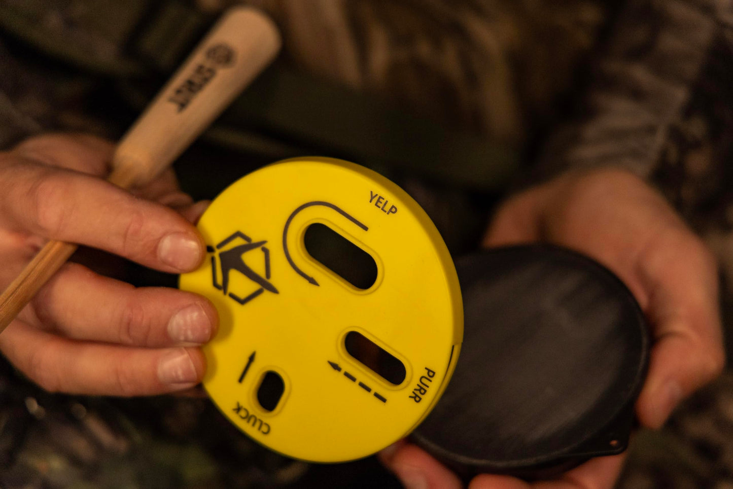 Hunters Specialties HS Strut Cookie Cutt'R Tracer Turkey Clucks Yelps Purrs Hunting Friction Lid Slate Pot Call, Yellow