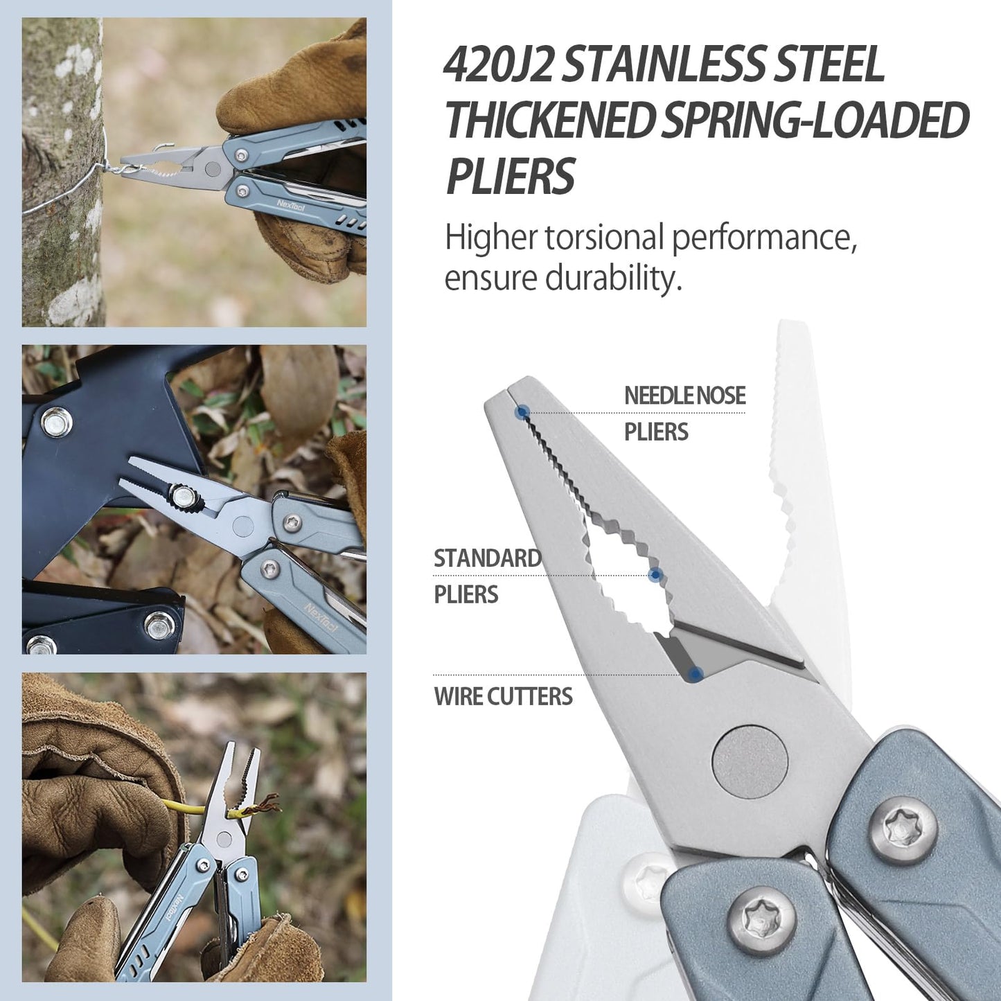 NexTool Mini Sailor S11 Keychain Multitool, 11-in-1 EDC Pliers (Blue)
