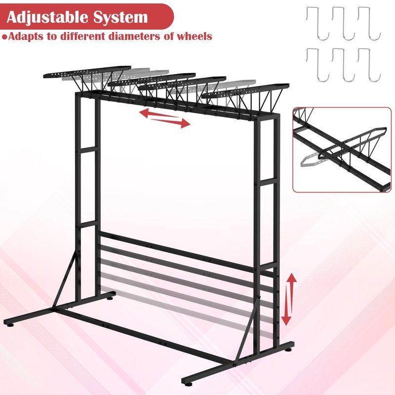 ETELI Bike Rack Garage Freestanding Bikes Rack Floor Stand Vertical Bike Stand Rack for Garage Organizer Indoor Outdoor Bikes Storage, Hold Max Tire Width 2.65”, Black
