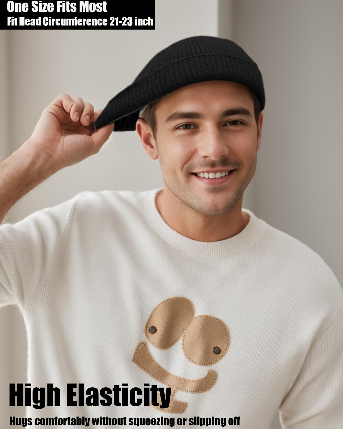 Simapu Thin Fisherman Beanie Hat for Men Women Fall Winter -Wool Knit Cuff Short Fashion Watch Cap,Trawler Slouchy Skull Cap