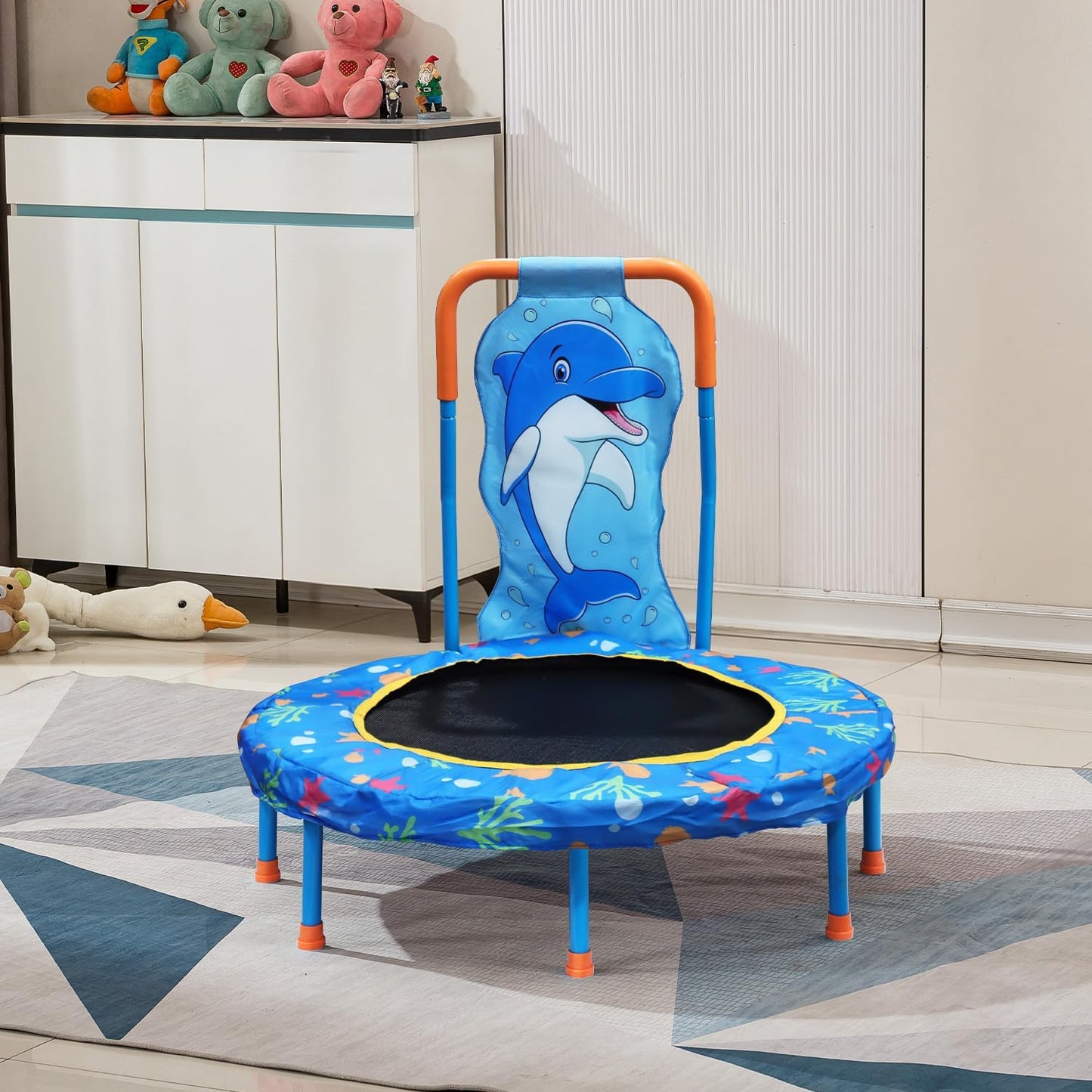 Kids Trampoline - 36-Inch Indoor/Outdoor with Handle Bar & No-Gap Jumping Mat | Safe Bounce Trainer for Toddlers 1-6