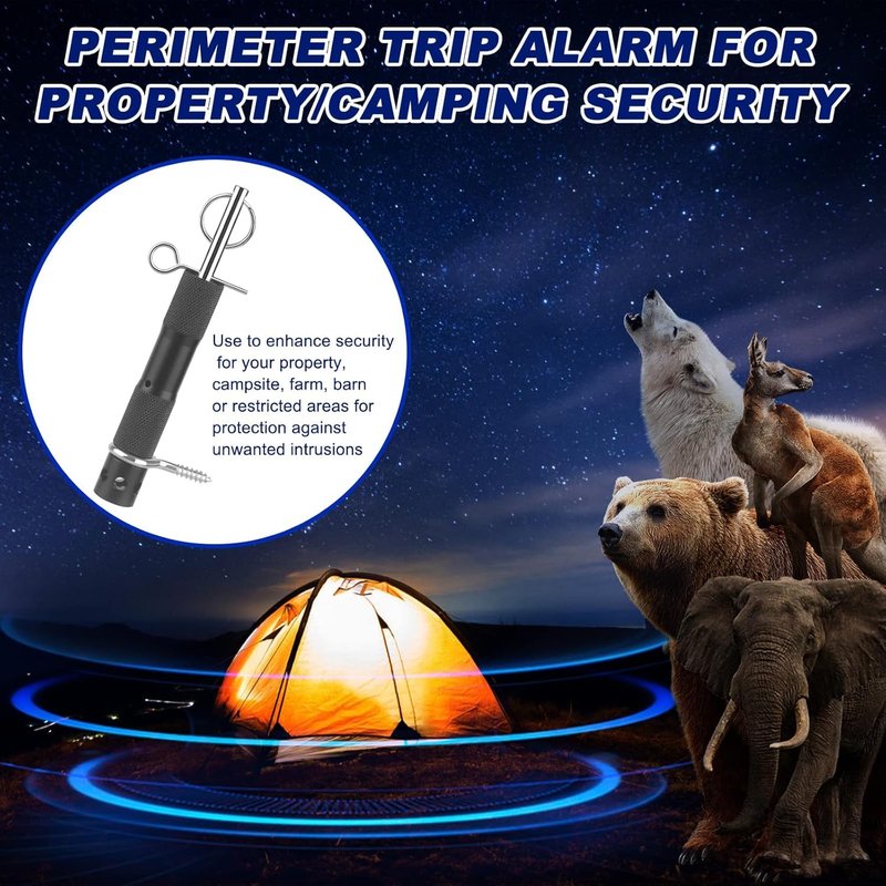 2 Pack Trip Alarm, Perimeter Trip Alarm Use 209 Primers, Portable Trip Wire Alarm Device for Camping, Property & Home Security Early Warning System/ Bear Deterrent with Screw