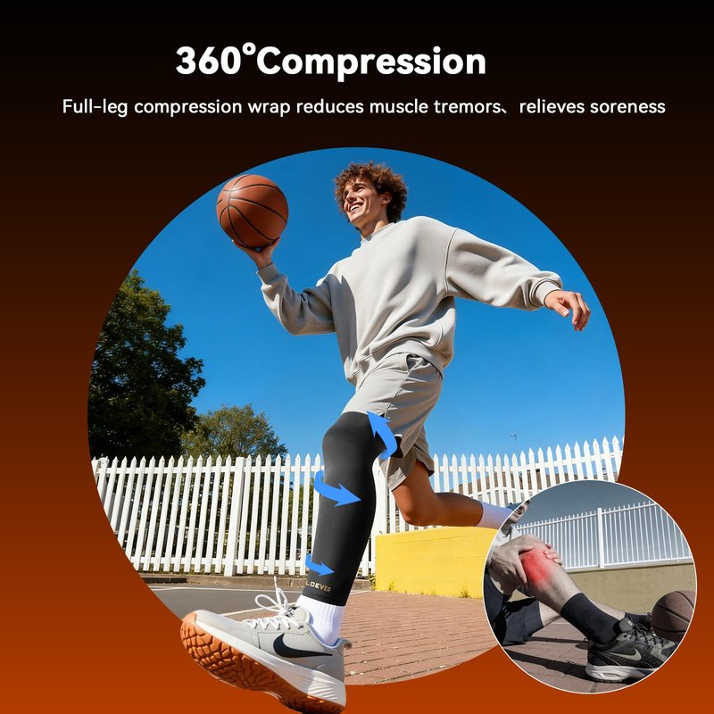 Copper Leg Compression Sleeve for Men & Women [360° Full Compression & Copper Infused] Knee Stabilizer Brace for Meniscus Tear, ACL, MCL, Arthritis & Joint Pain Relief, Calf & Thigh Support for Running