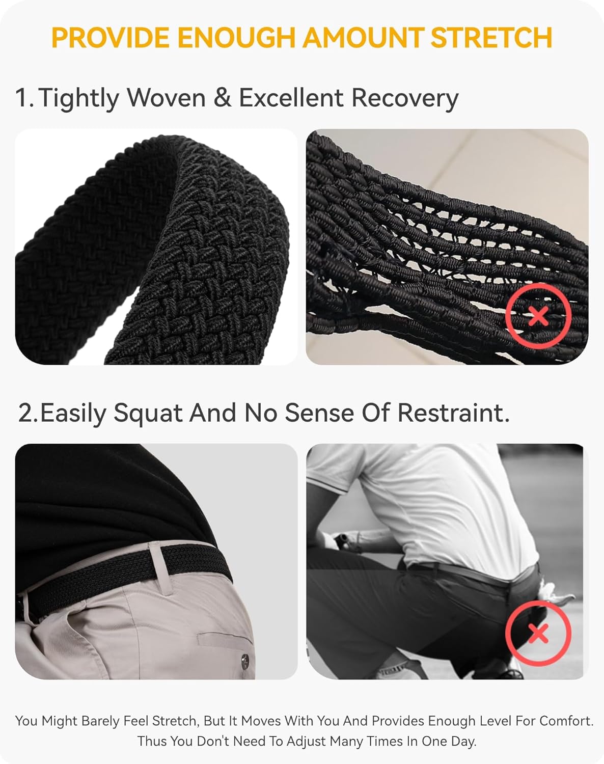 Braided Stretch Golf Belt for Men - CHAOREN 1 3/8" Adjustable | Perfect for Casual Shorts & Jeans