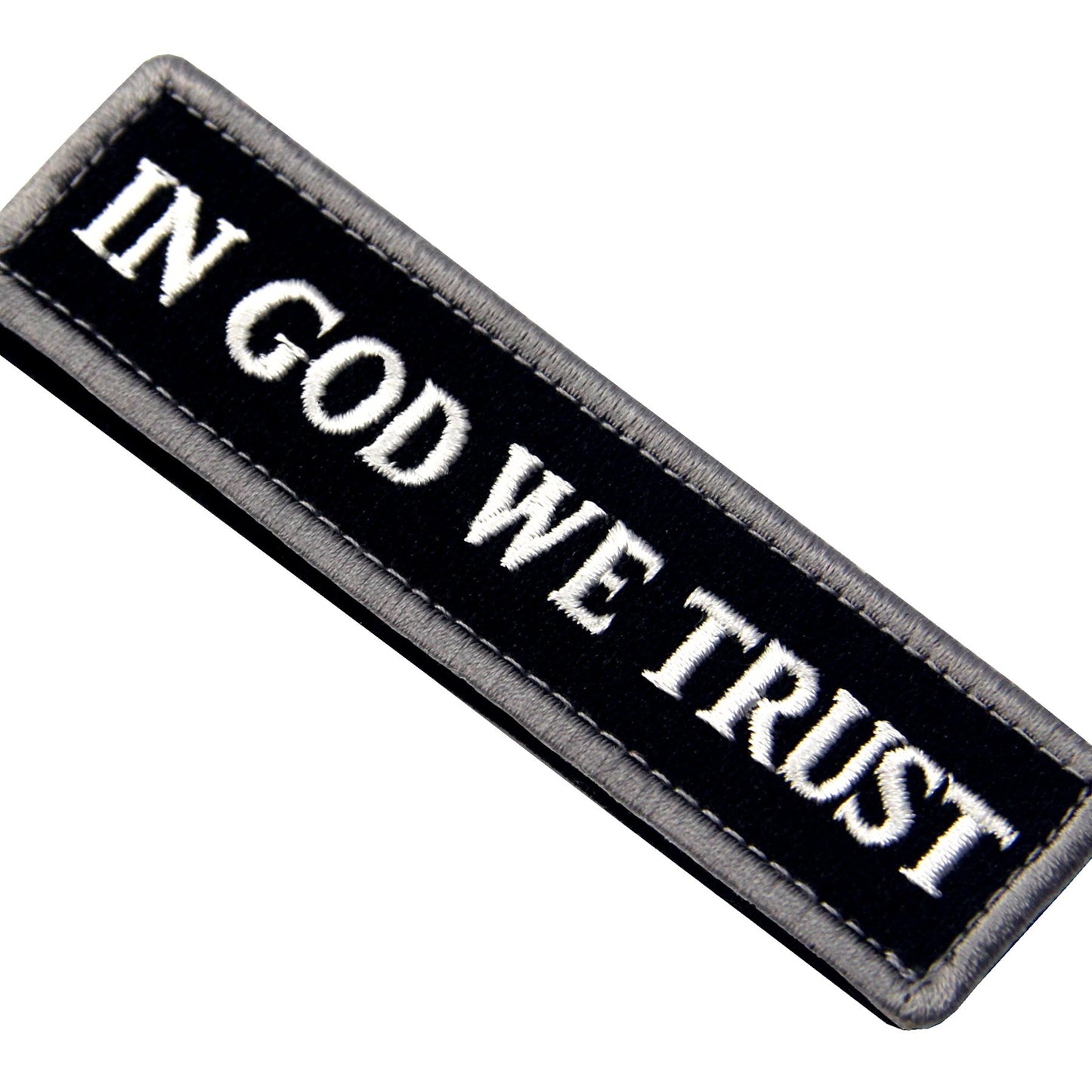EmbTao in GOD We Trust Embroidered Tactical Morale Fastener Hook&Loop Patch - Black & White