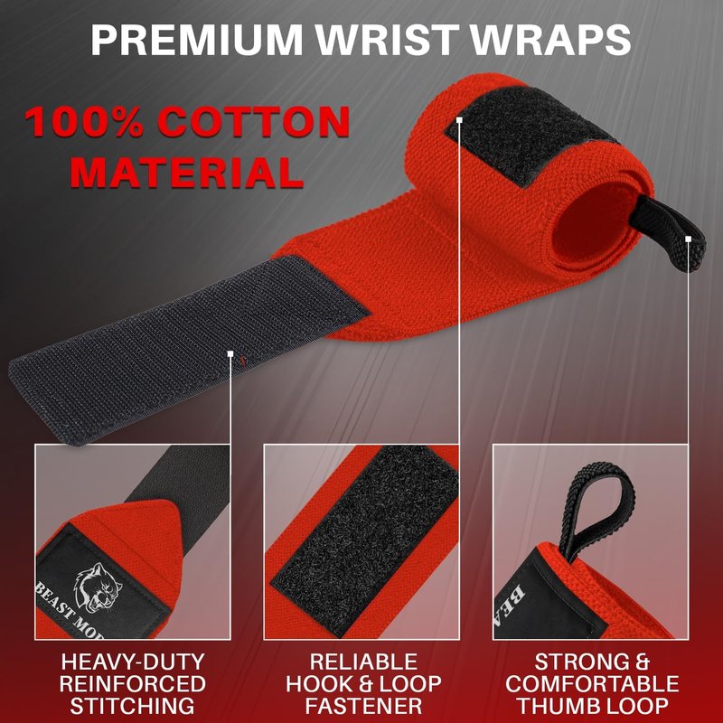 TECEUM Weightlifting Wrist Wraps - Heavy Duty 18" & 12" Workout Braces for Powerlifting & Strength Training