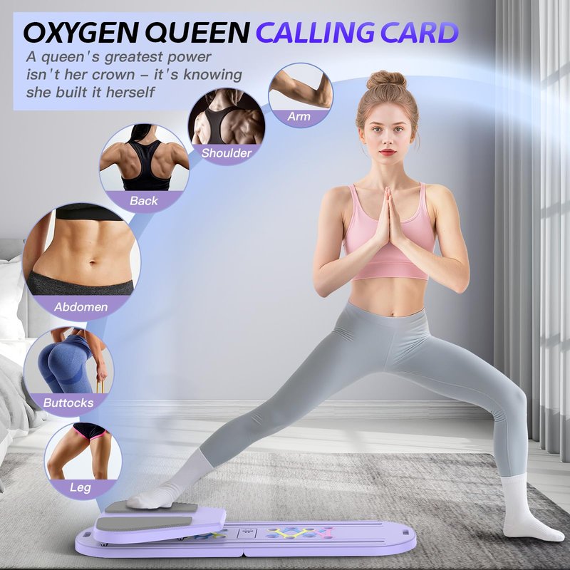 Lazolloa 7 in 1 Pilates Board, Portable Home Gym Equipment, Foldable Pilates Reformer Set with Timer, Mini Pilates Machine for Home Workout, Fitness, Exercise, Ab, Core, Purple