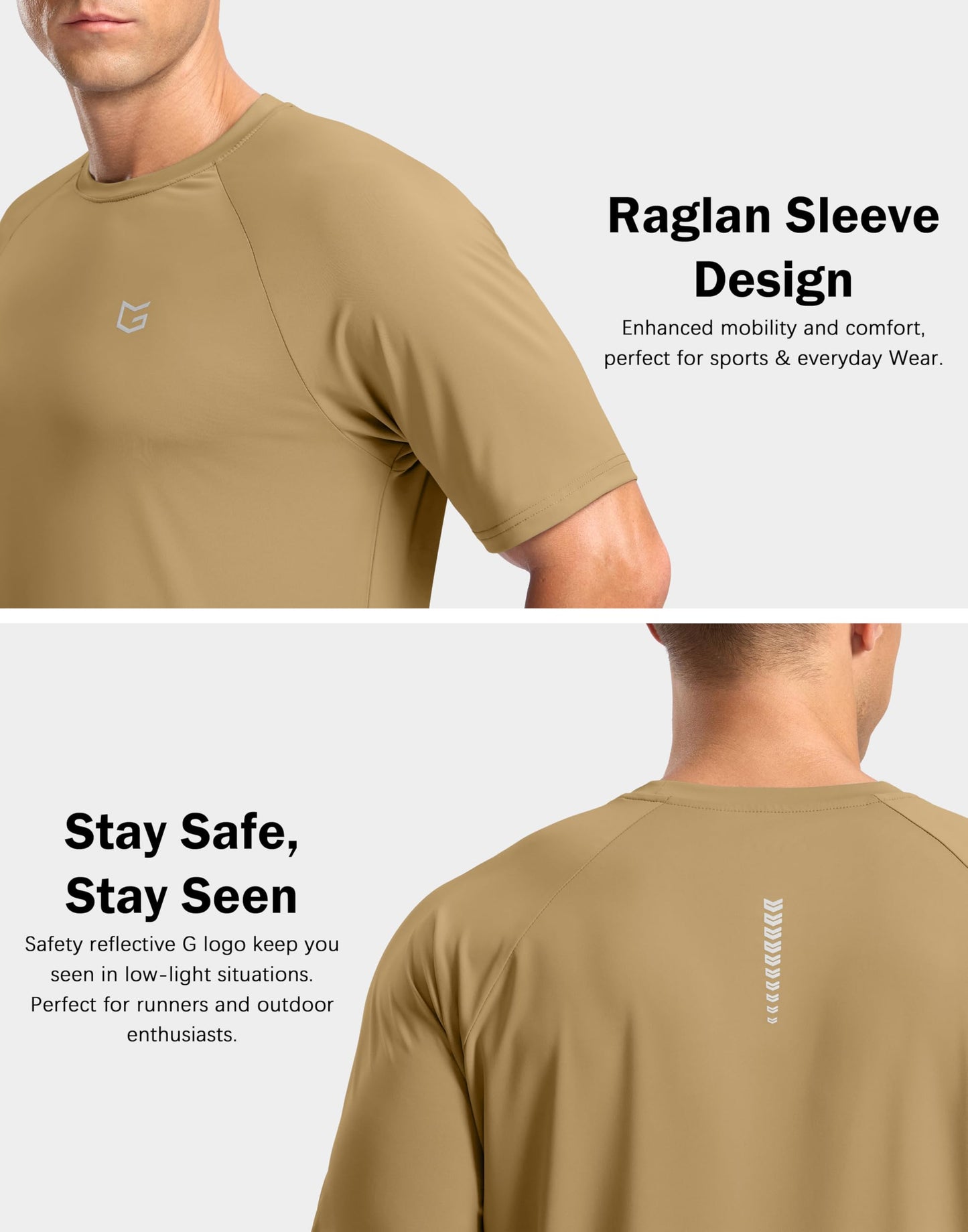 G Gradual Men's Athletic Workout T-Shirts Moisture Wicking Cooling Running Shirts Short Sleeve Performance Tee for Gym Tennis(Khaki,4XL)