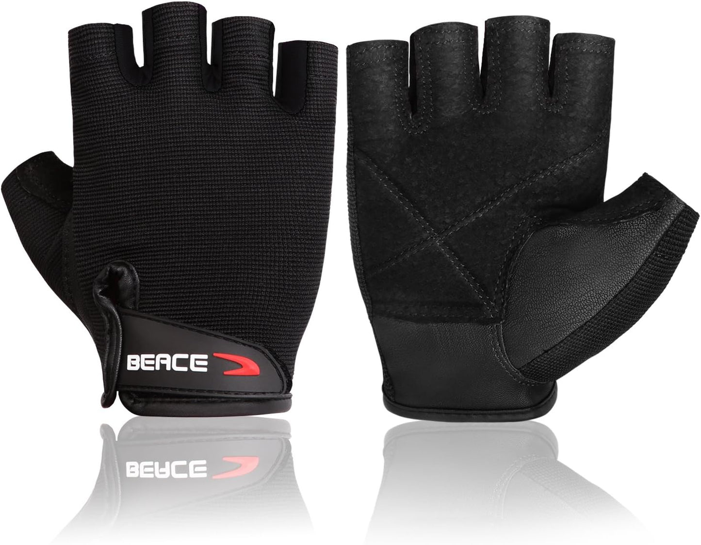 BEACE Weight Lifting Gym Gloves - Anti-Slip Leather Palm for Workout & Fitness | Unisex