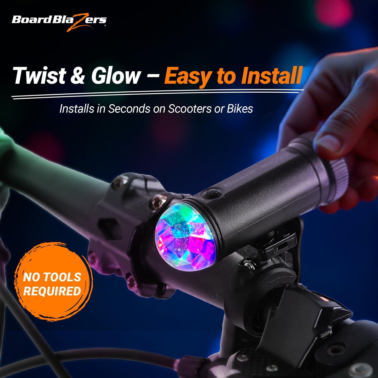 Board Blazers Disco Scooter Lights for Night Riding, Kid Stocking Stuffers, Scooter Accessories for Kids, Bicycle Light for Riding at Night (Black)