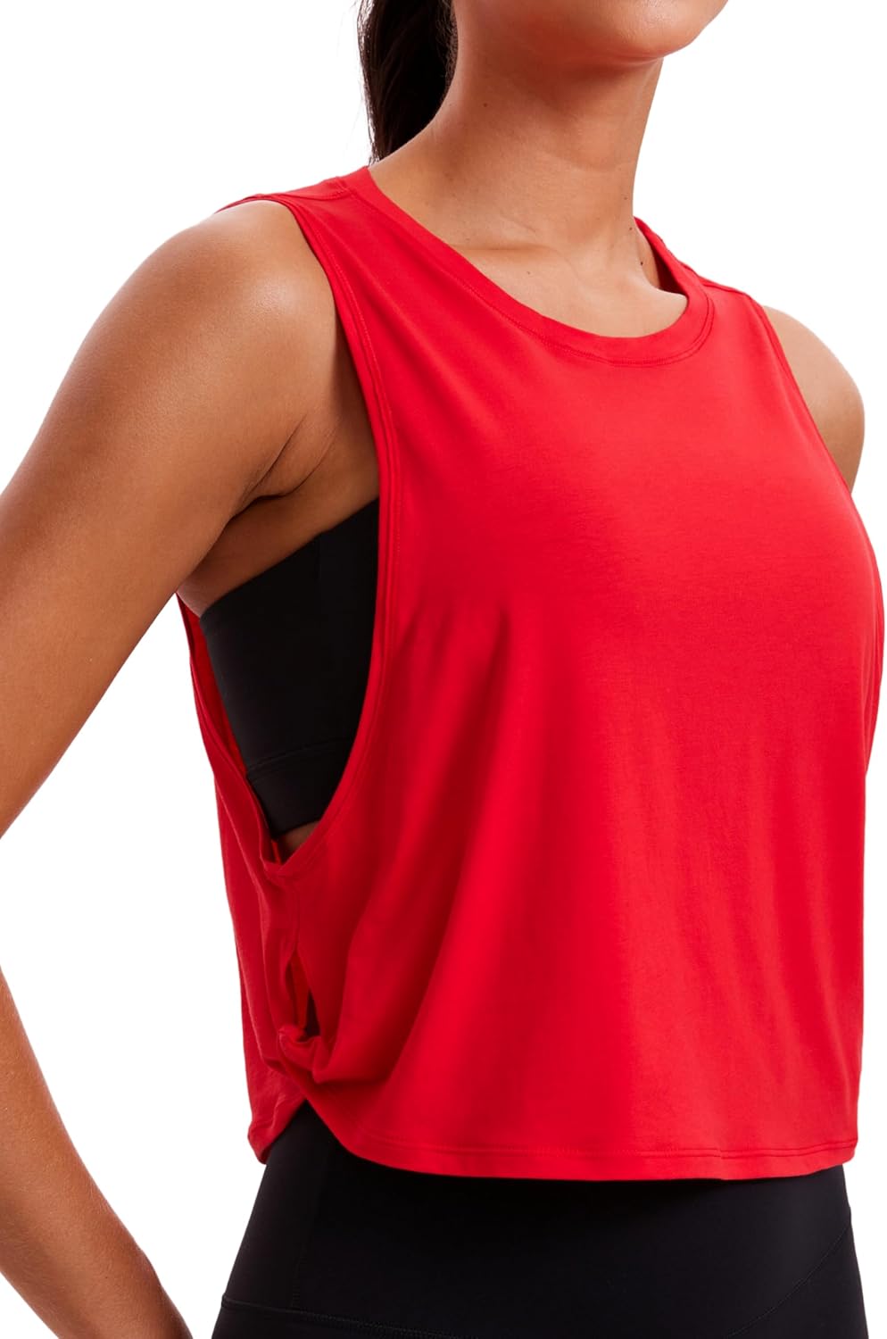 Pima Cotton Large Armhole Tank Tops for Women - Athletic Workout Crop Sleeveless Shirt | Perfect for Yoga & Running