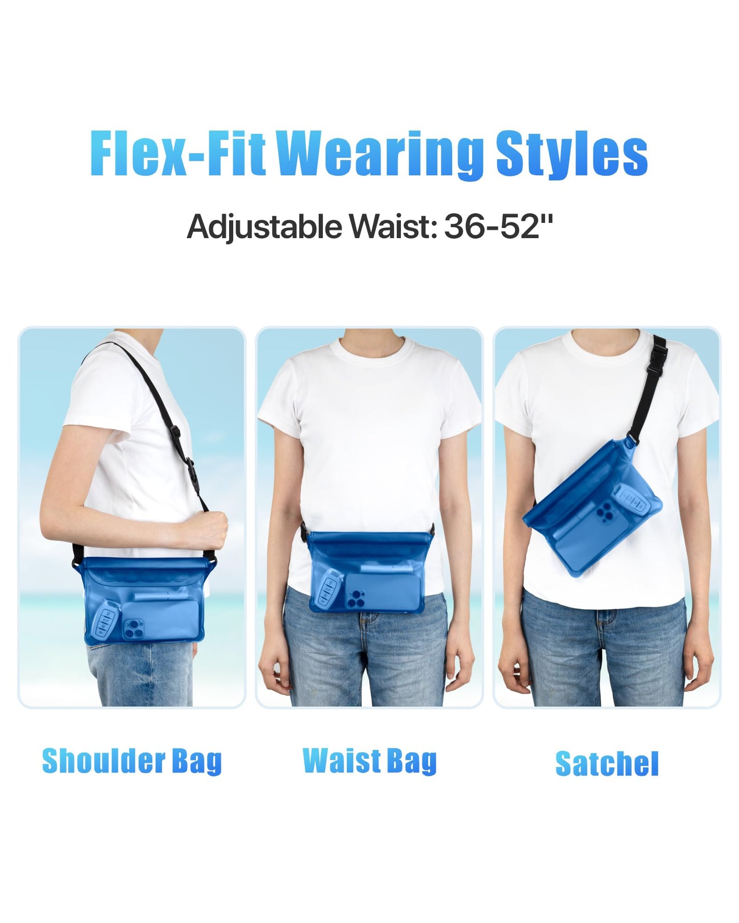 F-color Waterproof Fanny Pack - Cruise Essentials 2026 - Waterproof Pouch with Adjustable Waist Strap, Triple Zipper Roll-Top Dry Bag for Phone, Keep Passport Valuables Dry for Beach Kayaking Boating