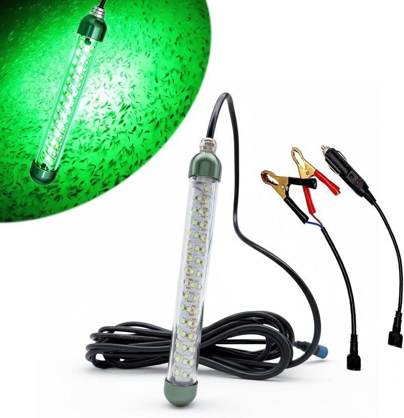 Underwater Fishing Light - 6000/9000/12000LM Waterproof Green LED for Night Fishing | 16.4ft Cord, Freshwater & Saltwater