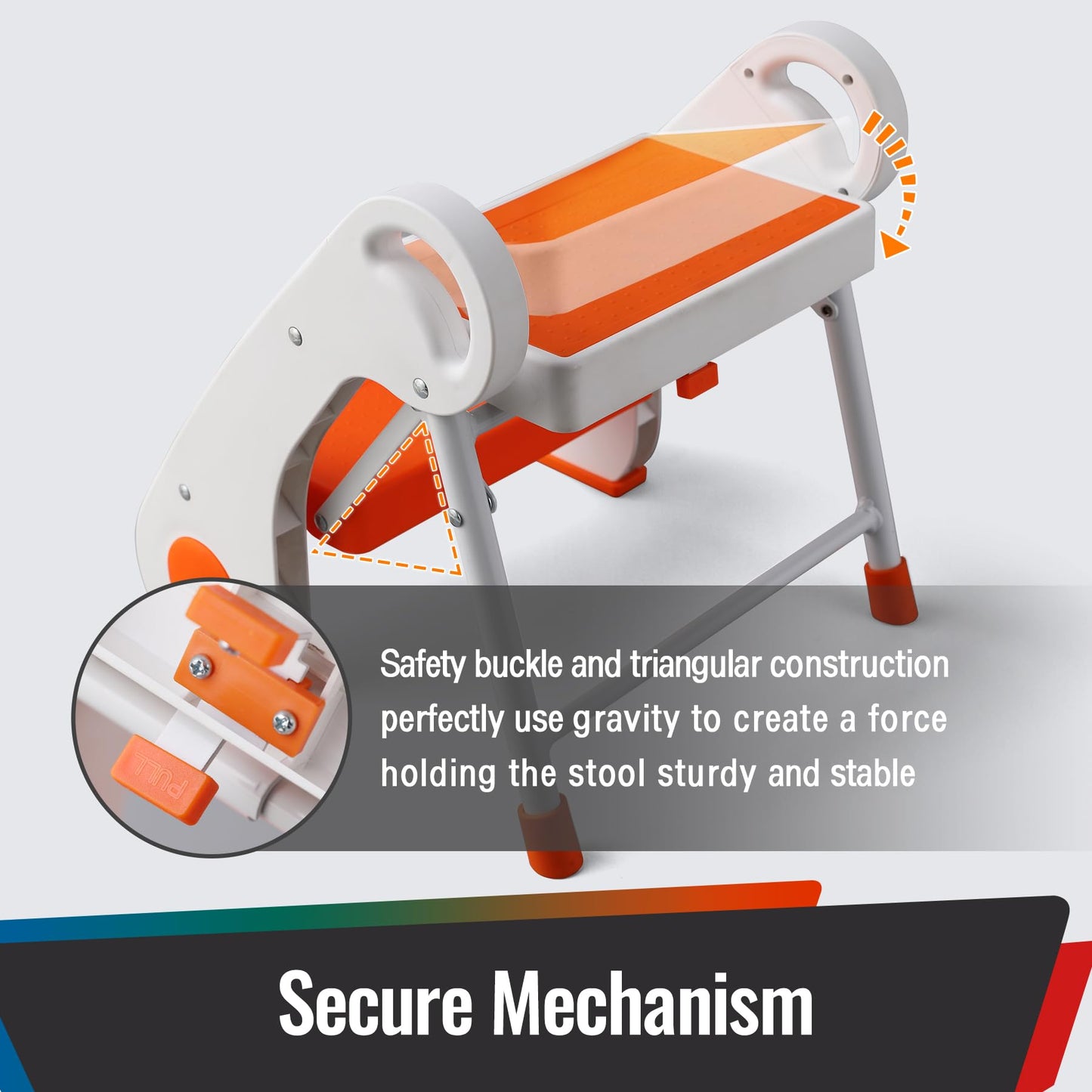 STOODER Toddler Step Stool - Foldable 2-Step Stool with Non-Slip Rubber Feet & Platform, Safety Lock, 300lbs Capacity, Lightweight for Potty Training, Bathroom Sink, Kitchen, Orange