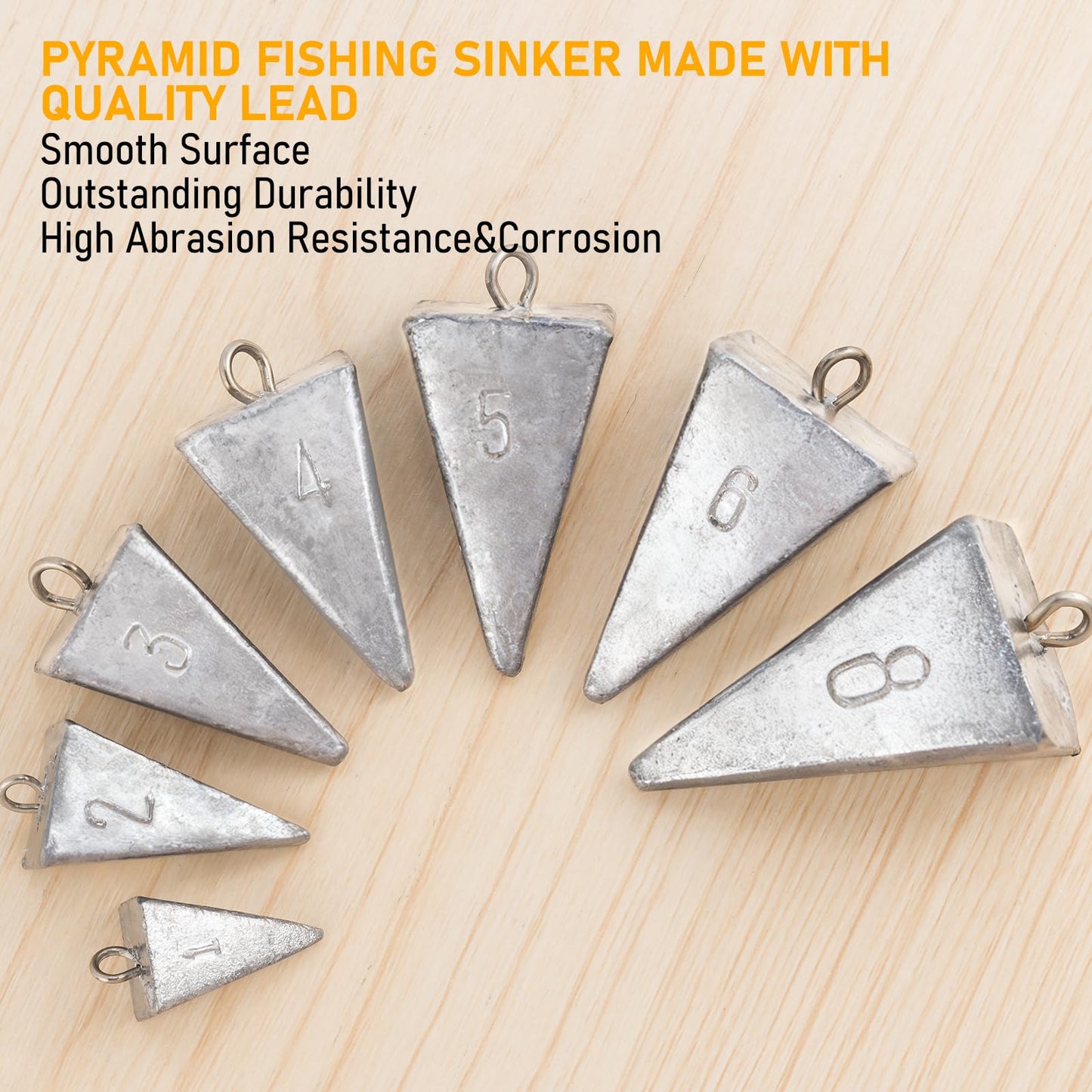 Dr.Fish 5 Pack Pyramid Sinkers Saltwater Lead Fishing Weight 1oz-32oz/2LB Triangle Surf Fishing Bank River Catfishing Pompano 2oz