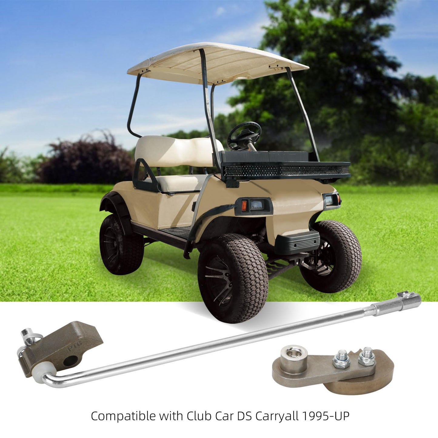 Roykaw Golf Cart Park Brake Latch Kit Replacement Compatible with Club Car DS/Carryall 1995-up Gas and Electric Vehicles, Contents Park Brake Rod and Pawl, OEM# 101187702, 10198501, 1017322