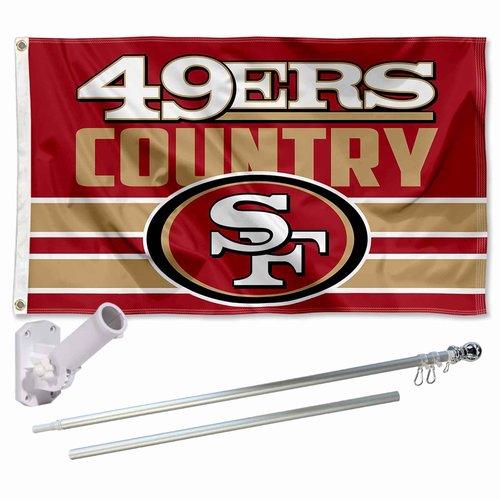 San Francisco 49ers Country Flag Pole and Bracket Mount Kit