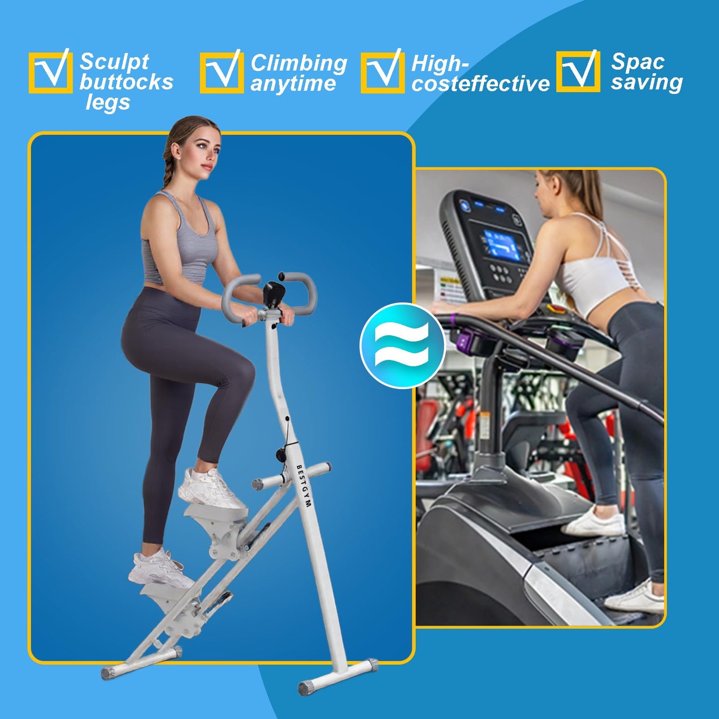 Steppers for Exercise at Home, Vertical Climber Workout Machine, Stair Climber for Full Body Workout with Adjustable Handlebar, Perfect for Women Men (White)