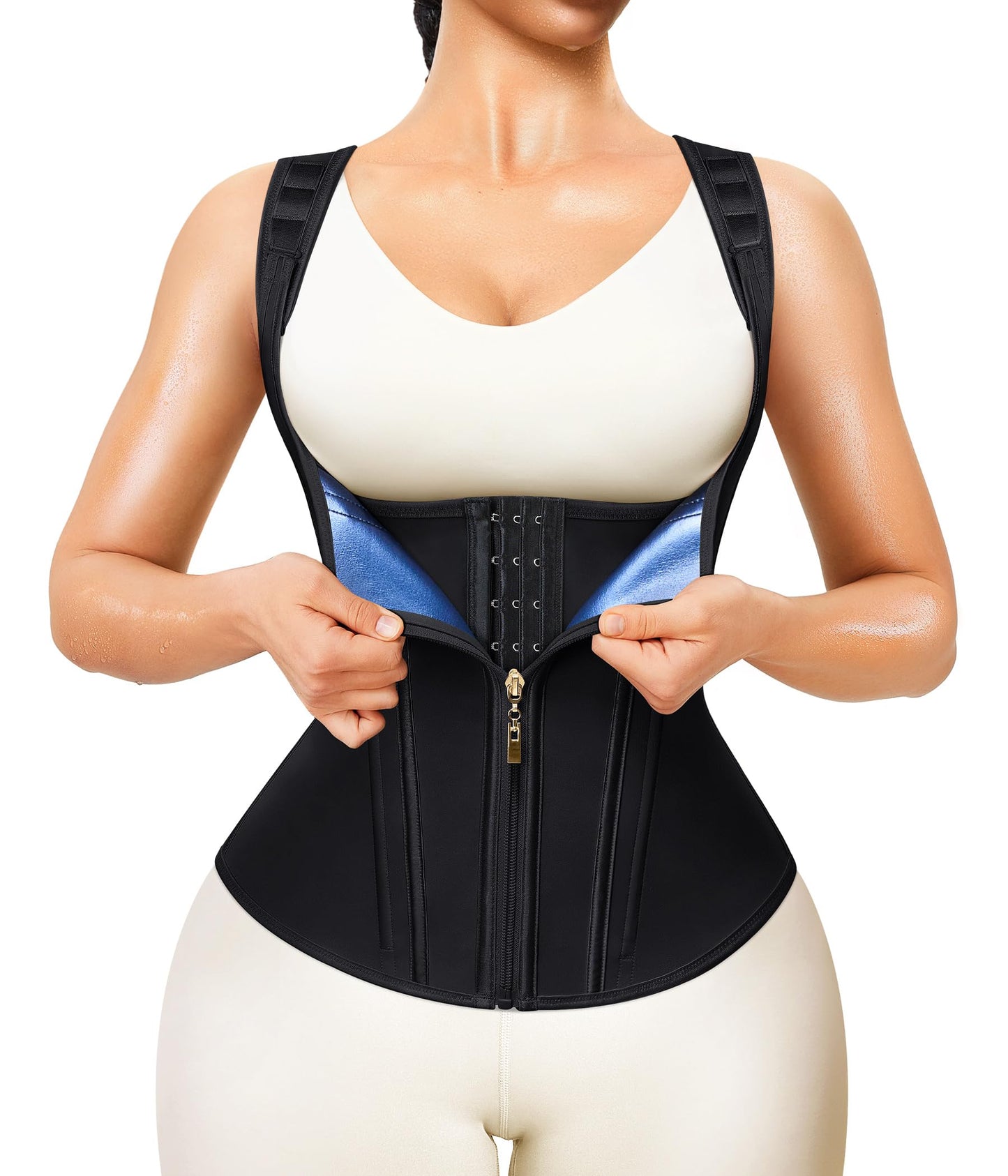 Junlan Waist Trainer for Women - Sauna Suit Sweat Vest for Working Out (Black, 2X-Large)
