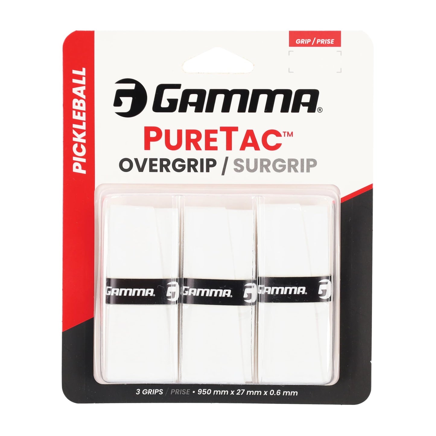 Gamma PureTac Pickleball Over Grip, Moisture-Absorbing Grip Tape for Pickleball Paddles with Maximum Tack and Traction, Premium Pickleball Equipment for Practice and Tournament Play, White