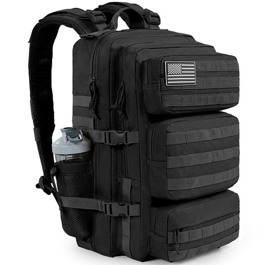 kookoomia 50L Military Tactical Backpack Large Day Backpack for Men Molle Army 3 Days Assault Pack Bug Out Bag Water Resistant and Heavy Duty Hiking Treeking Rucksack - Black
