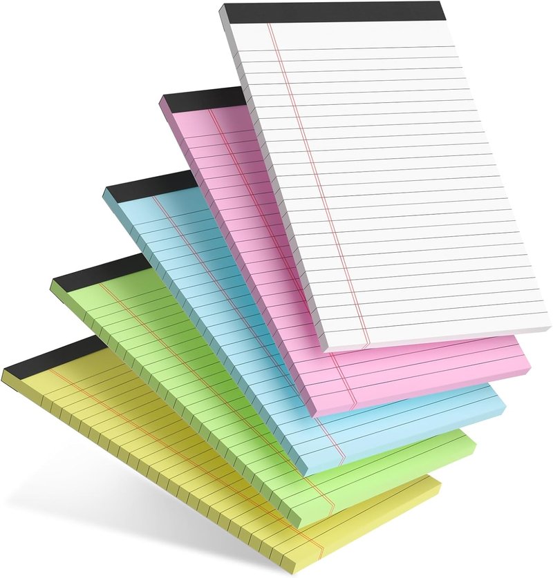 Small Note Pads - 5x8 College Ruled Notebooks | 5-Pack Perforated Writing Pads for School & Office