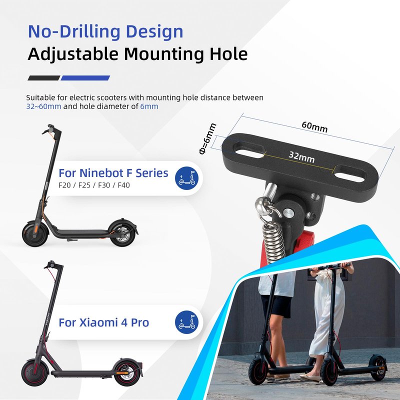 ulip Electric Scooters Kickstand Adjustable Parking Stand Feet Support Replacement Accessories for Xiaomi 4 Segway Ninebot F Series Xiaomi M365 1S Pro Pro2 MI3 Scooter Black Red