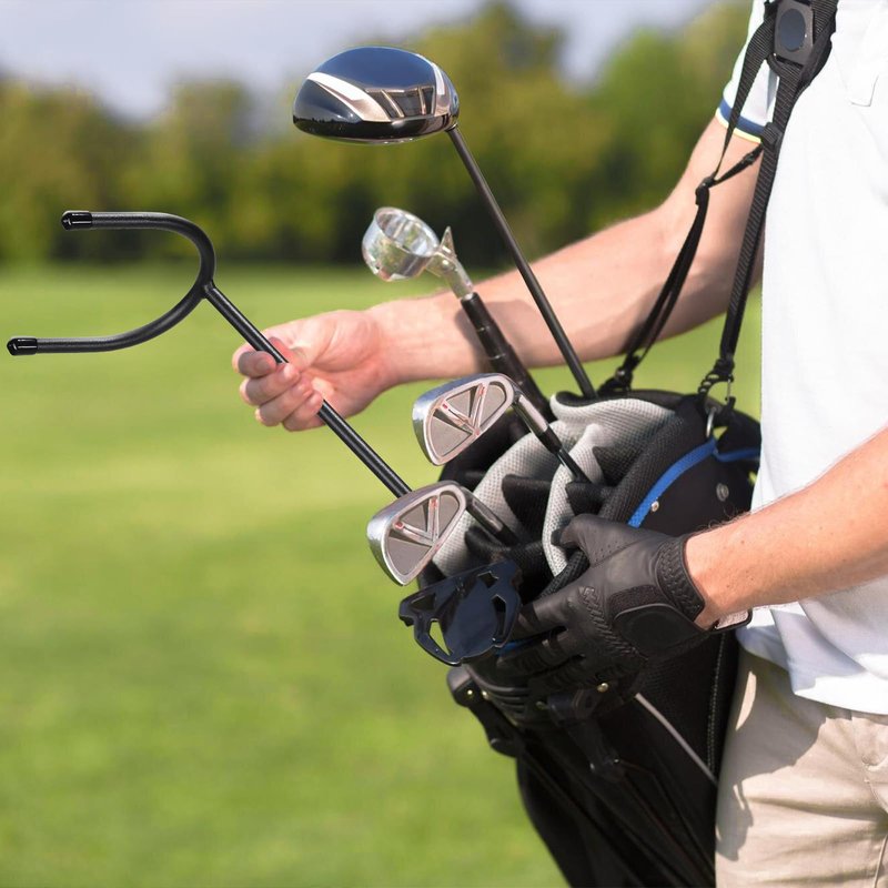 TOBWOLF 2PCS U-Shaped Golf Club Holder, Keeps Your Clubs Clean, Dry & Visible, Detachable Metal Golf Club Stand, Made of Durable Metal, Golf Club Holder Rack, Easy to Carry, Protects Your Clubs Bag