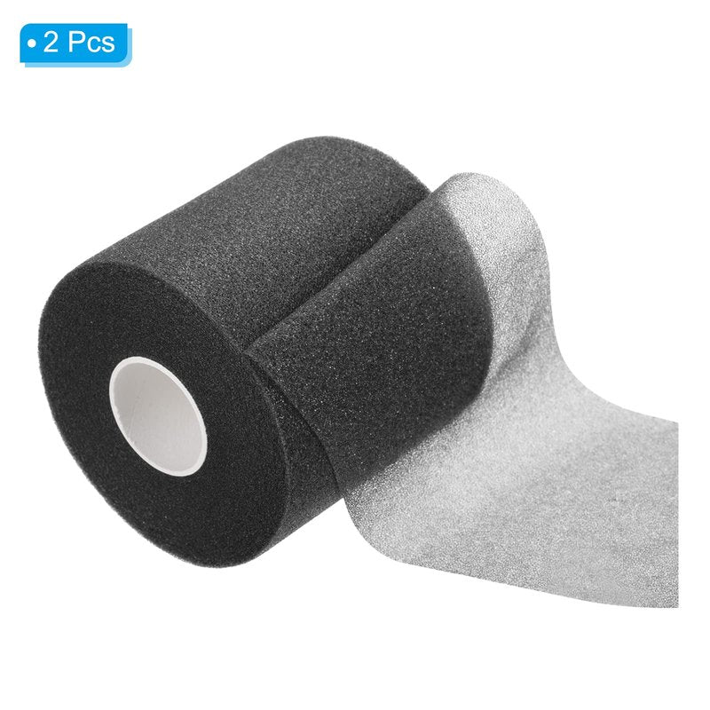 PATIKIL 30 Yard x 2.8 Inch Badminton Grip Cushion Wrap, 2 Pack PE Tennis Racket Grip Tape Backing Film Handle Anti Skid Cushion Accessories, Black