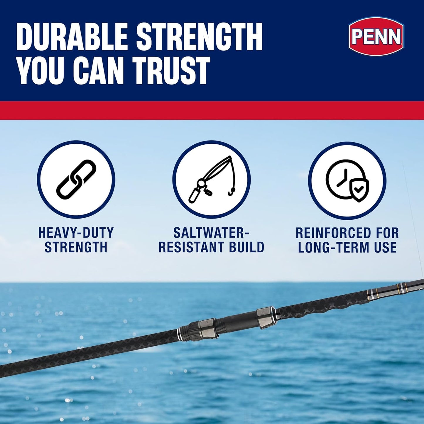 **Penn® Carnage II Surf Spinning Rod - Lightweight, Durable Design for Saltwater Fishing**