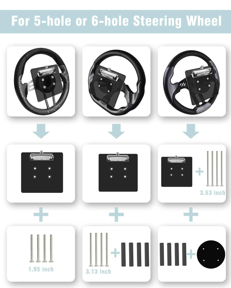 CaBYbigG Universal Steering Wheel Golf Score Card Holder for Golf Cart EZGO Club CAR Yamaha, with Pen Holder on Steering Black