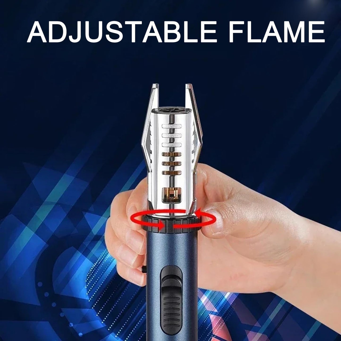 Multifunctional Large Windproof Welding Torch Lighter, Torch Lighter, Powerful Adjustable Red/Blue Flame Torch Lighter, Camping Outdoor Windproof Straight Flame Lighter for BBQ, Gift (NO Gas) (Black)