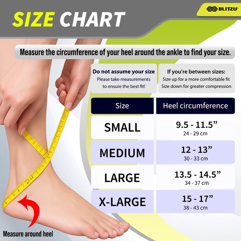 BLITZU Ankle Brace for Women, Men, Plantar Fasciitis Relief, Achilles Tendonitis Brace for Sprained Foot, Ankle Compression Sleeve with Strap Black M